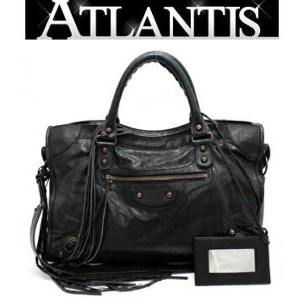 Balenciaga City Handbag Shoulder Bag Leather Black